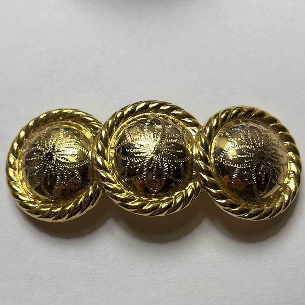 Triple etched circle hair clip. Gold in color. 3 7/8” long